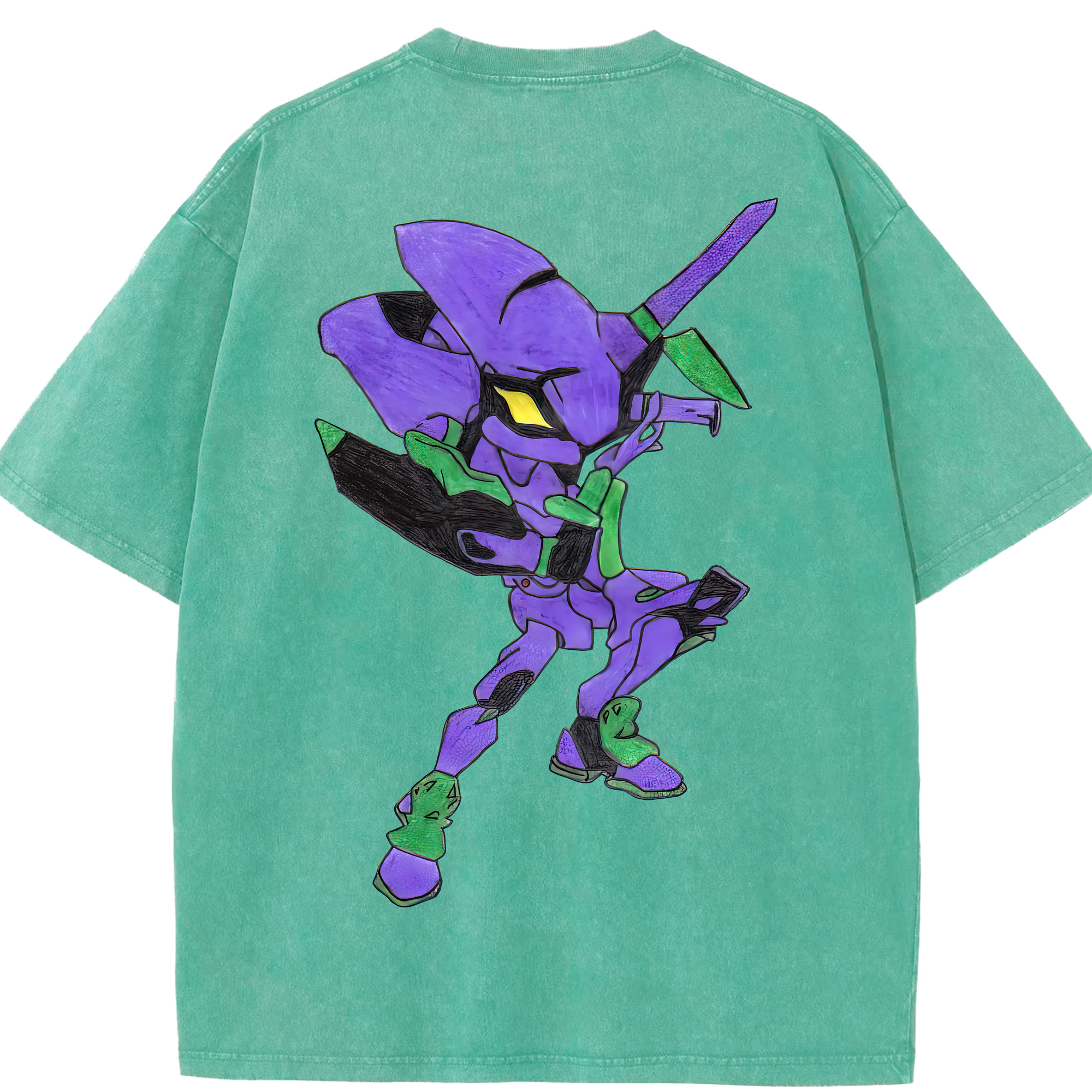 （画像用） EVA 新世紀エヴァンゲリオン 綿100% ヴィンテージ風 半袖Tシャツ（背面プリント）